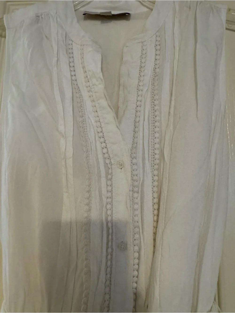 LOFT White Sleeveless Button-Front Dress with Tie Waist